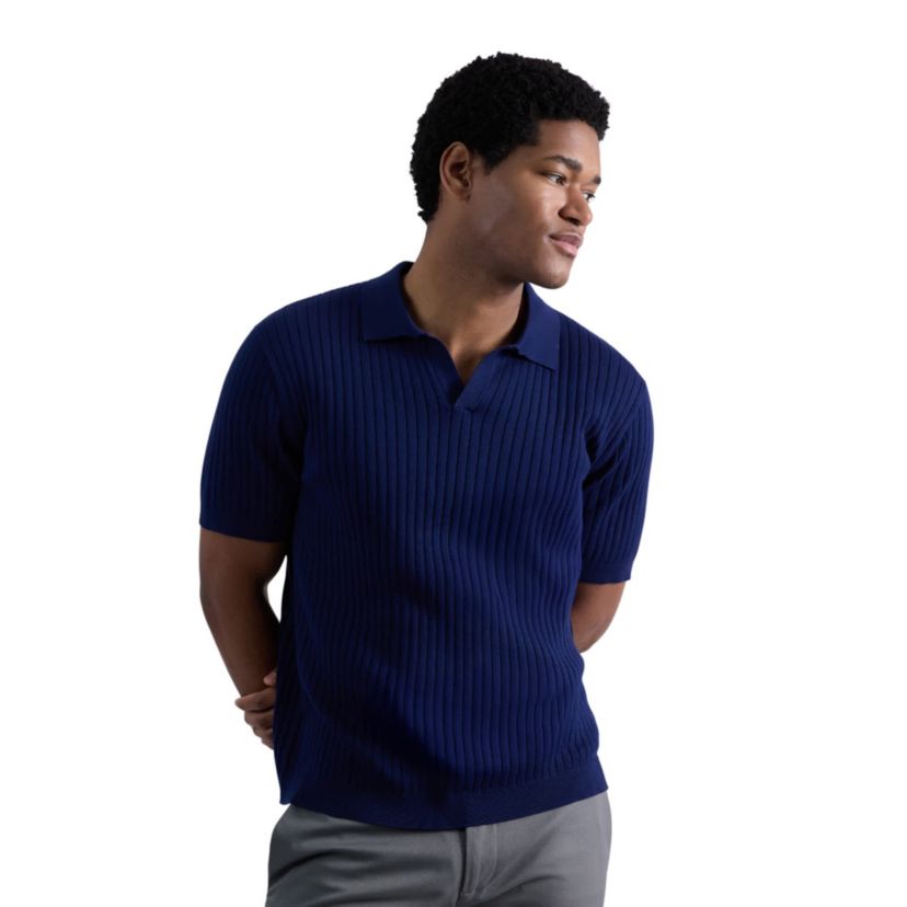 Haggar® Mens Johnny Collar Slim Fit Ribbed Sweater