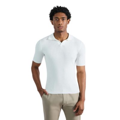 Haggar® Men's Johnny Collar Slim Fit Ribbed Sweater, White, 2XL