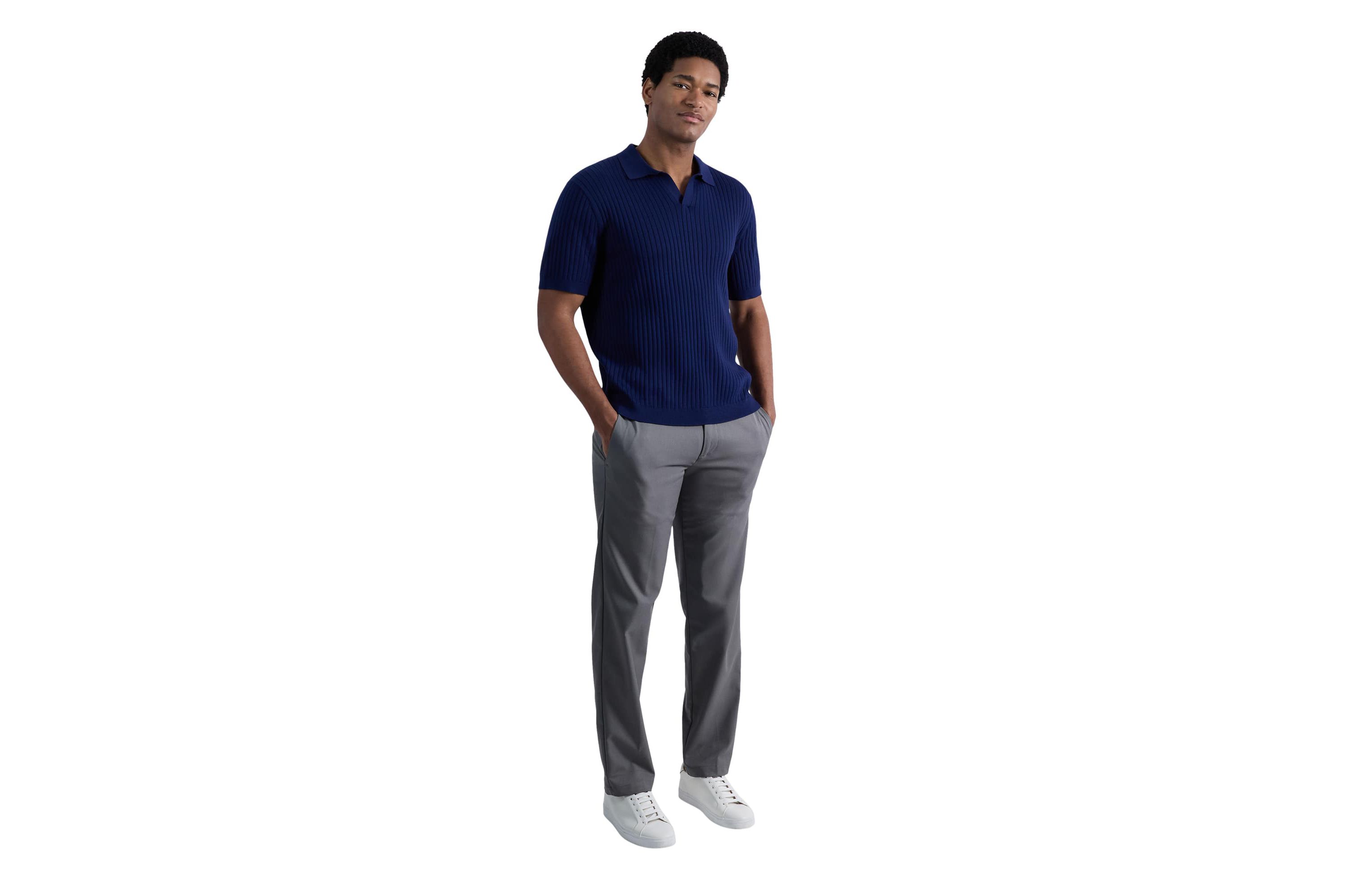 Haggar® Mens Johnny Collar Slim Fit Ribbed Sweater