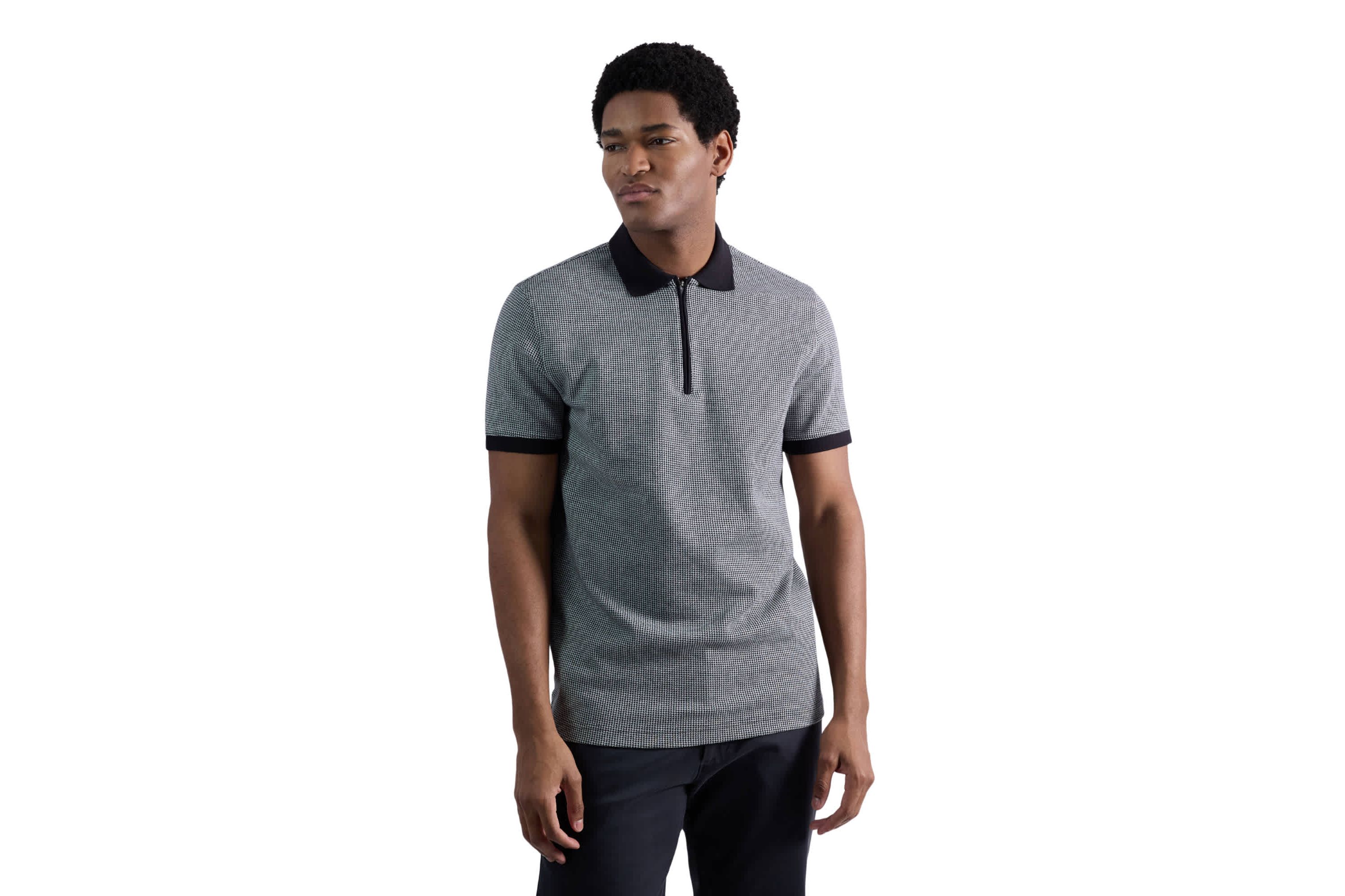 Mens Premium Comfort Quarter Zip Texture Polo