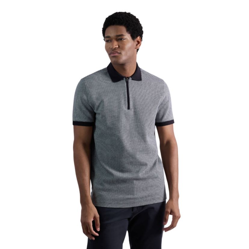 Mens Premium Comfort Quarter Zip Texture Polo