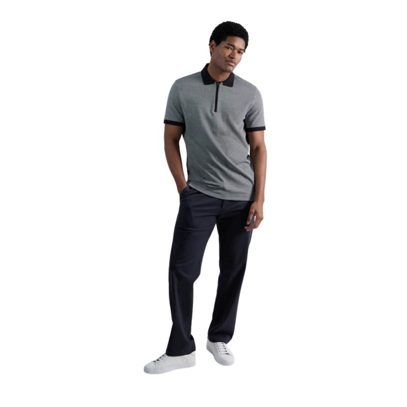 Mens Premium Comfort Quarter Zip Texture Polo