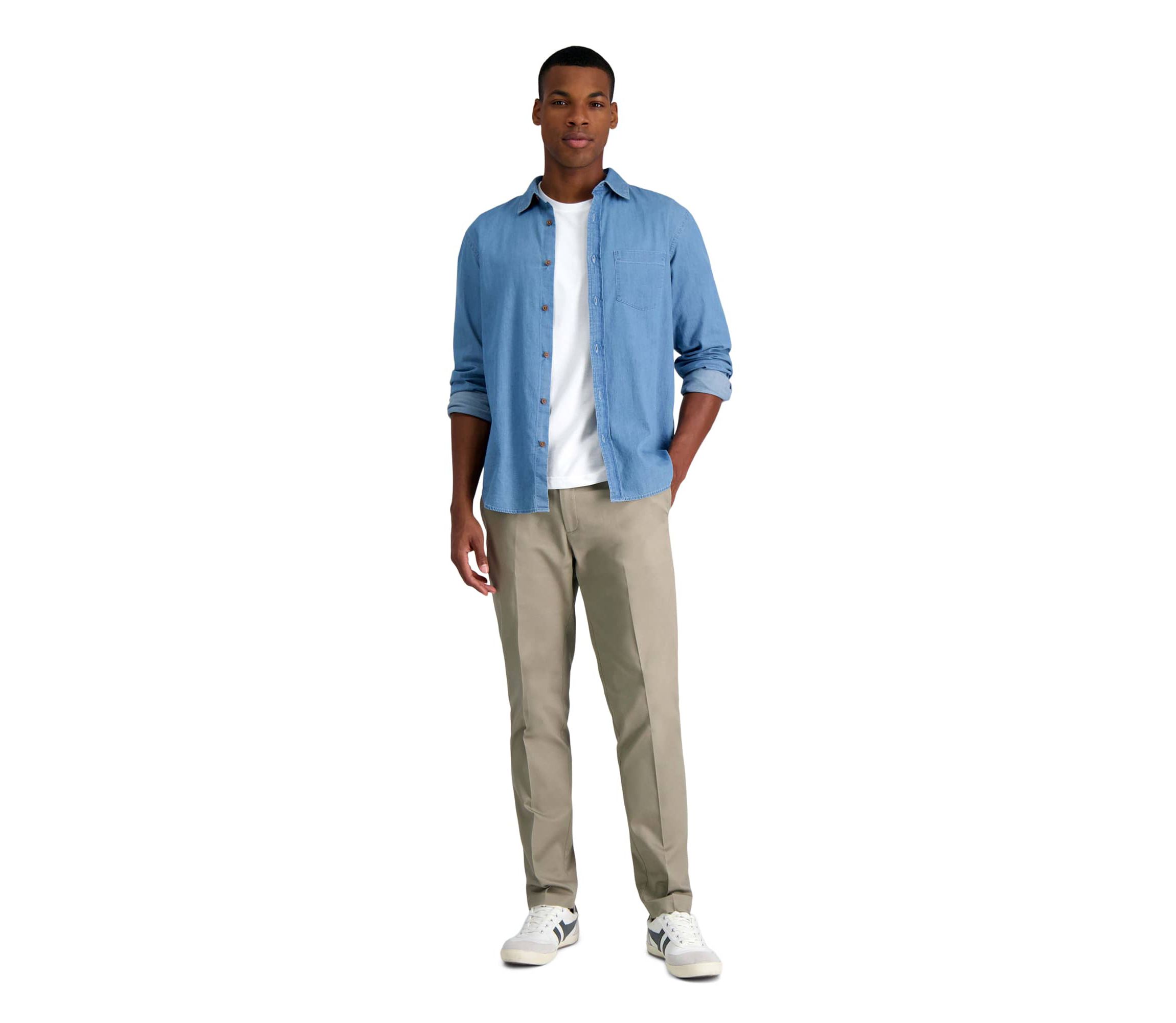 Wrinkle Free Performance Khaki Straight Fit Pant