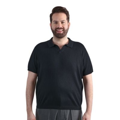 Big & Tall Haggar® Men's Johnny Collar Slim Fit Ribbed Sweater, Black, 5XL Tall