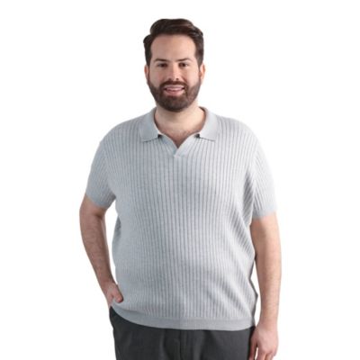 Big & Tall Haggar® Men's Johnny Collar Slim Fit Ribbed Sweater, Grey, 2XL