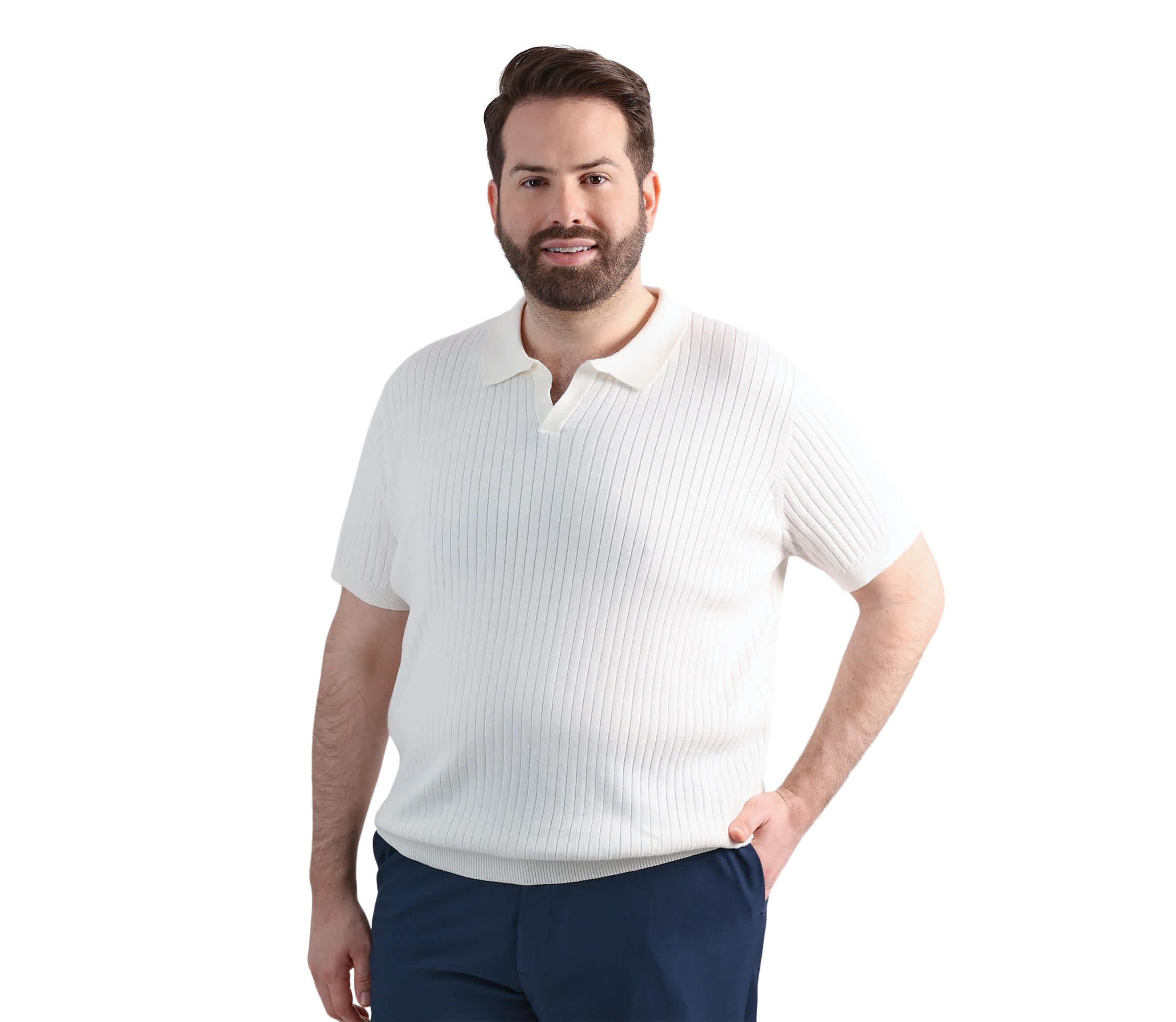 Big & Tall Haggar® Mens Johnny Collar Slim Fit Ribbed Sweater