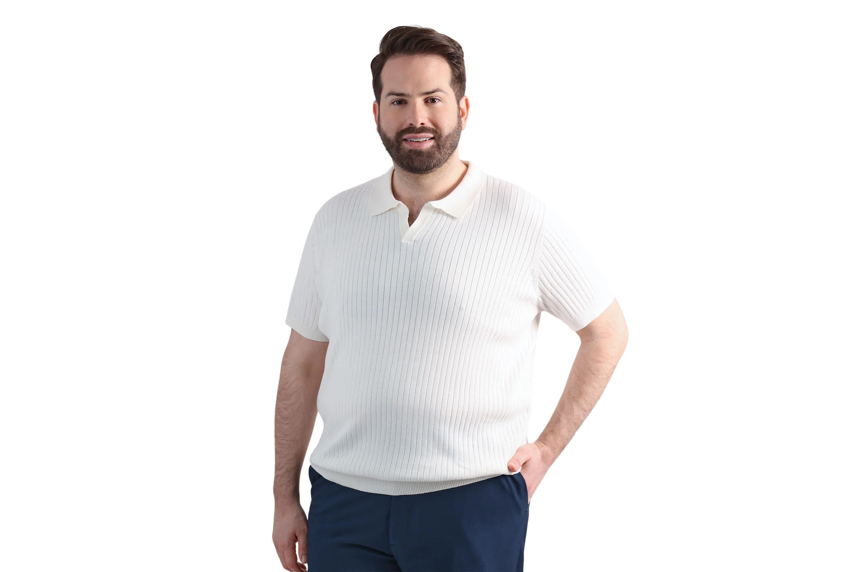 Big & Tall Haggar® Mens Johnny Collar Slim Fit Ribbed Sweater