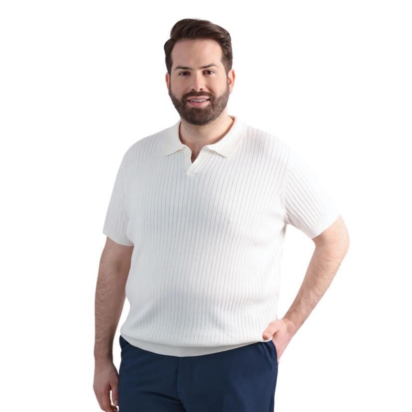 Big & Tall Haggar® Mens Johnny Collar Slim Fit Ribbed Sweater