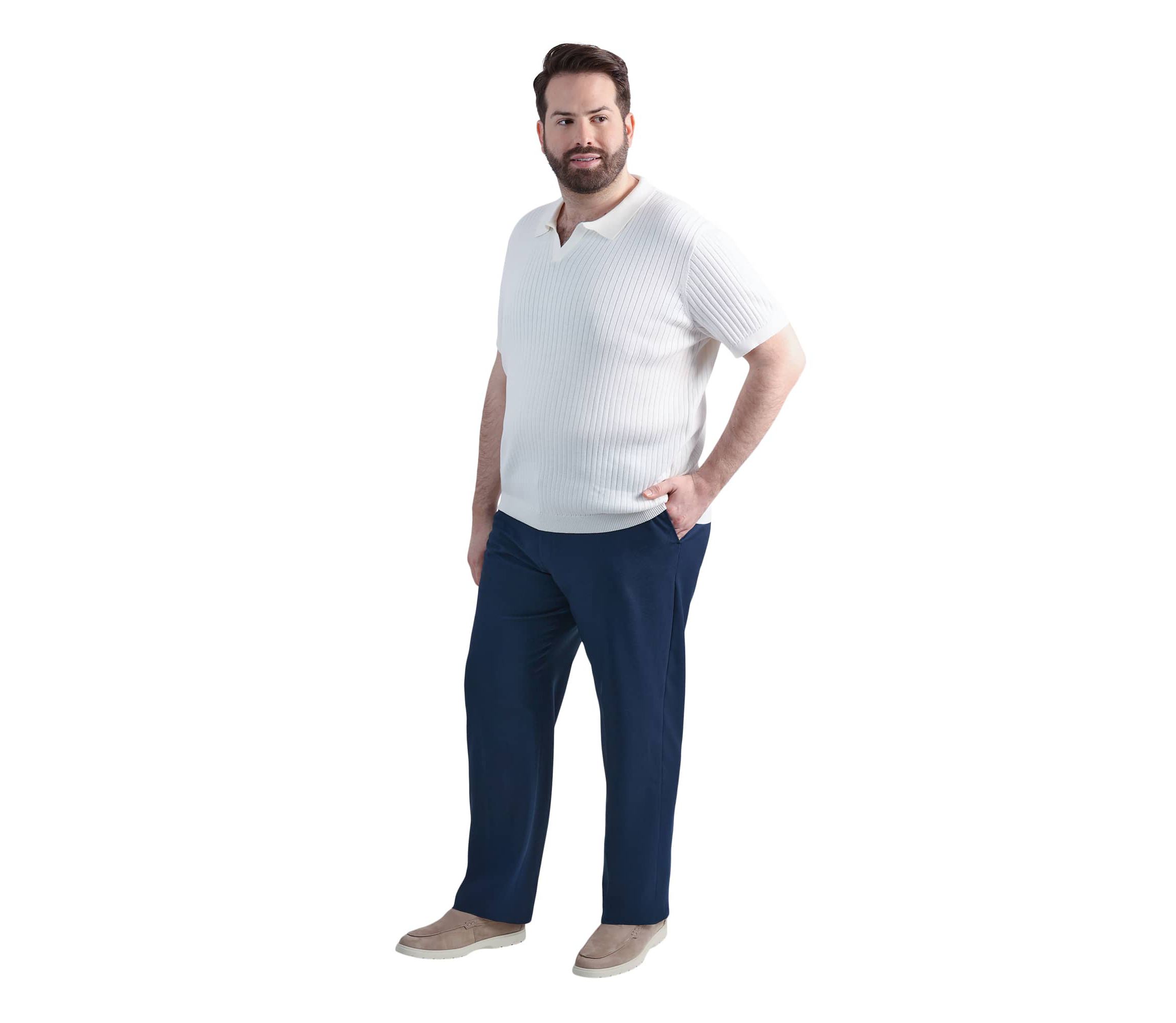 Big & Tall Haggar® Mens Johnny Collar Slim Fit Ribbed Sweater