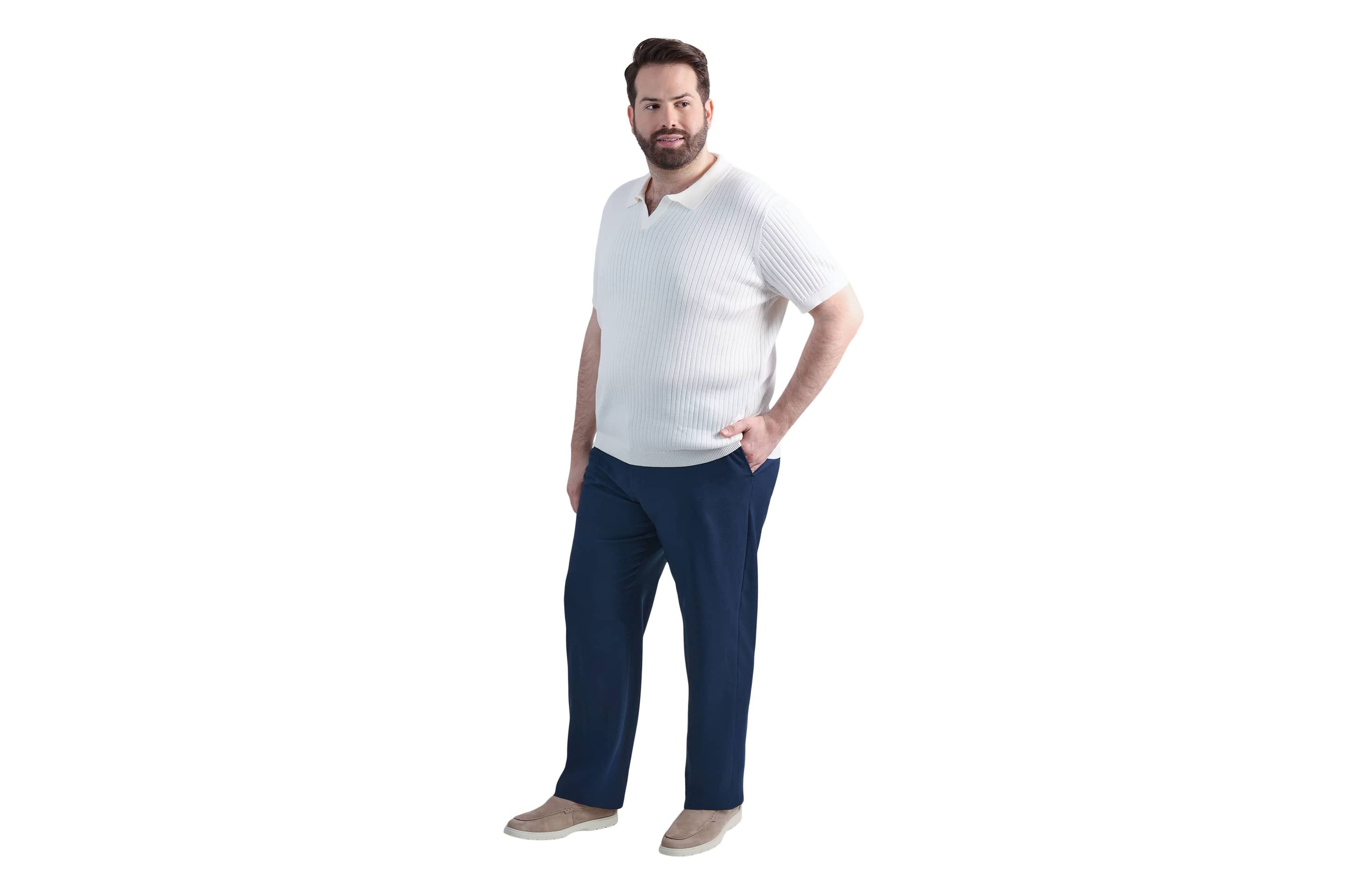 Big & Tall Haggar® Mens Johnny Collar Slim Fit Ribbed Sweater