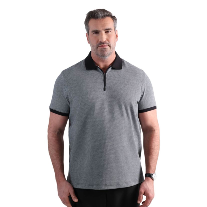 Big & Tall Haggar® Mens Premium Comfort Quarter Zip Houndstooth Polo
