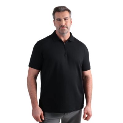 Big & Tall Haggar® Men's Premium Comfort Quarter Zip Houndstooth Polo, Black, 5XL Tall