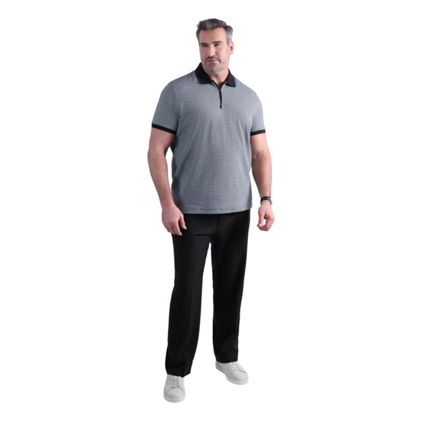 Big & Tall Haggar® Mens Premium Comfort Quarter Zip Houndstooth Polo