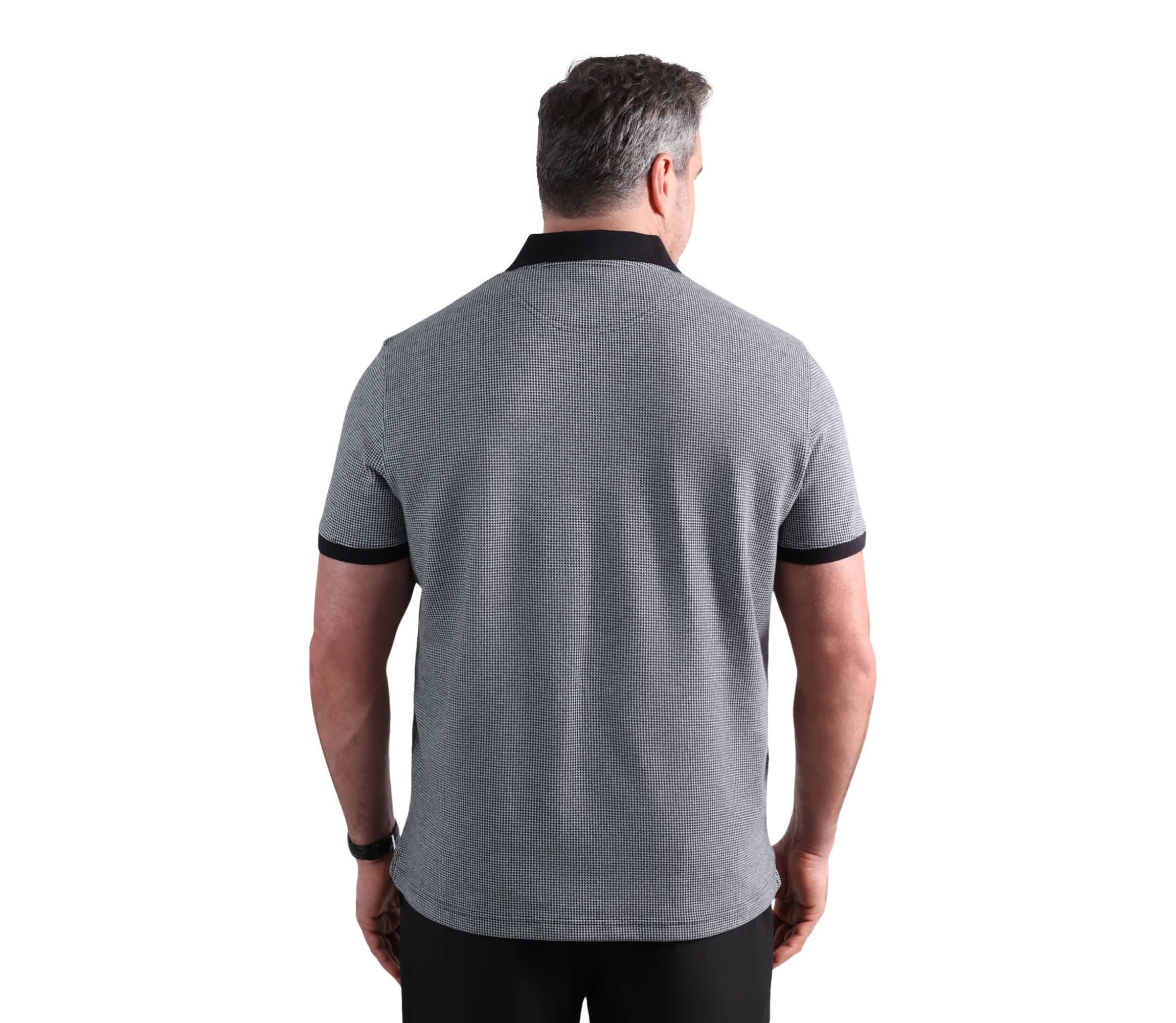 Big & Tall Haggar® Mens Premium Comfort Quarter Zip Houndstooth Polo