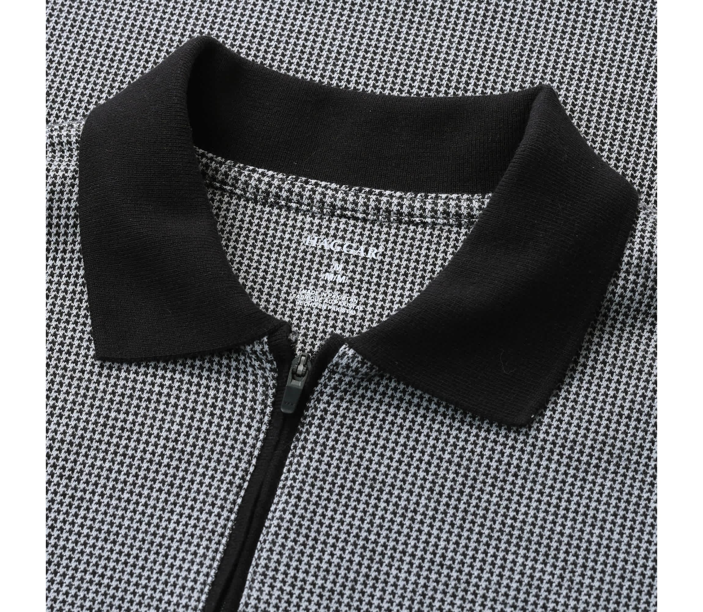 Big & Tall Haggar® Mens Premium Comfort Quarter Zip Houndstooth Polo