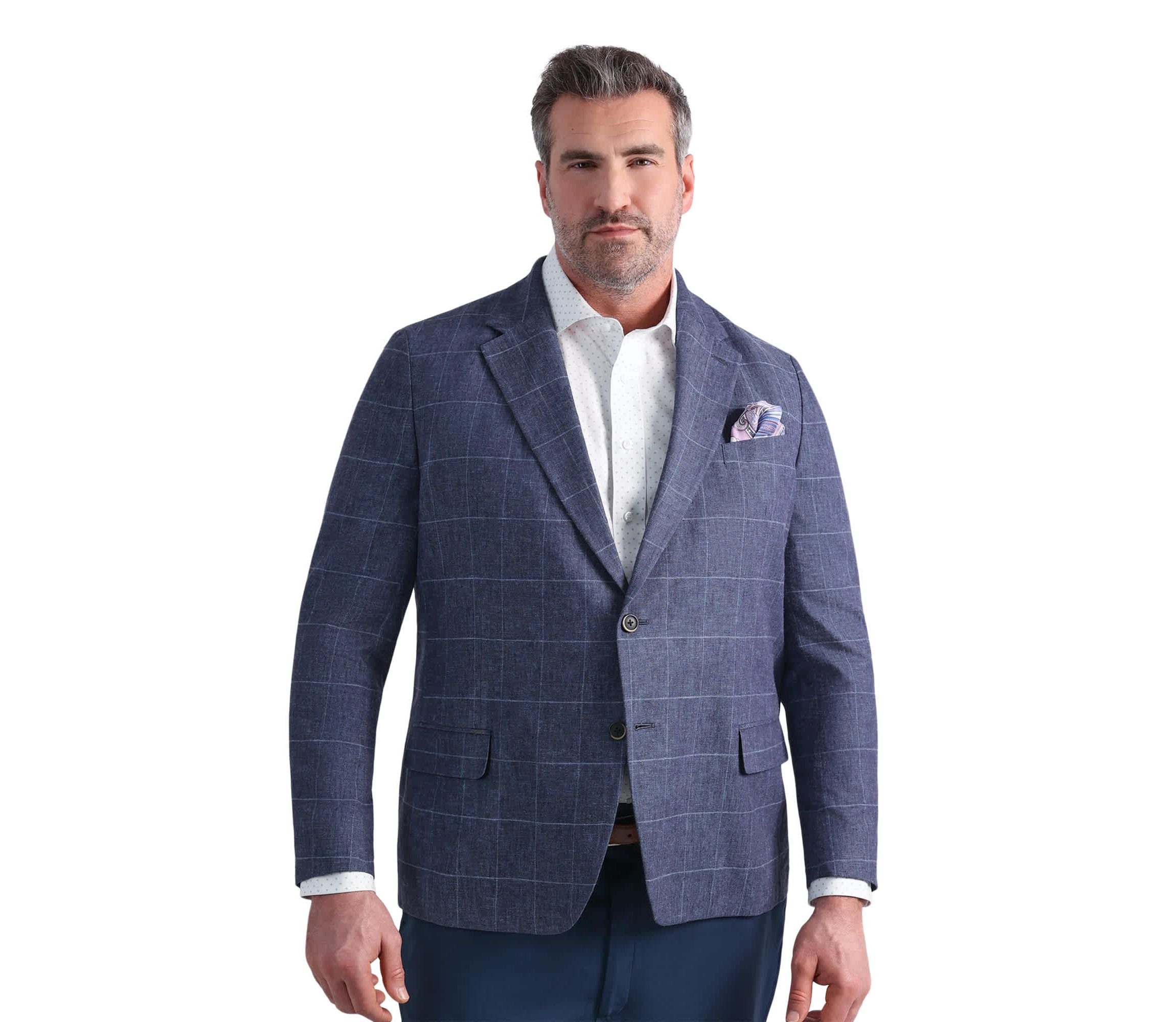 Big & Tall J.M. Haggar™ Plaid Windowpane Tailored Fit Sport Coat