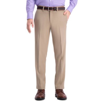 Haggar Men's Cool 18® Pro Straight Fit Flat Front Heather Pant, Tan, 33 x 32