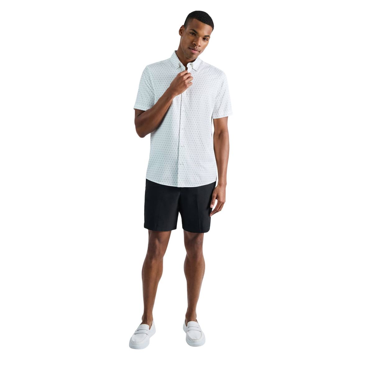 Mens Short Sleeve Seersucker Performance Button-Down Shirt