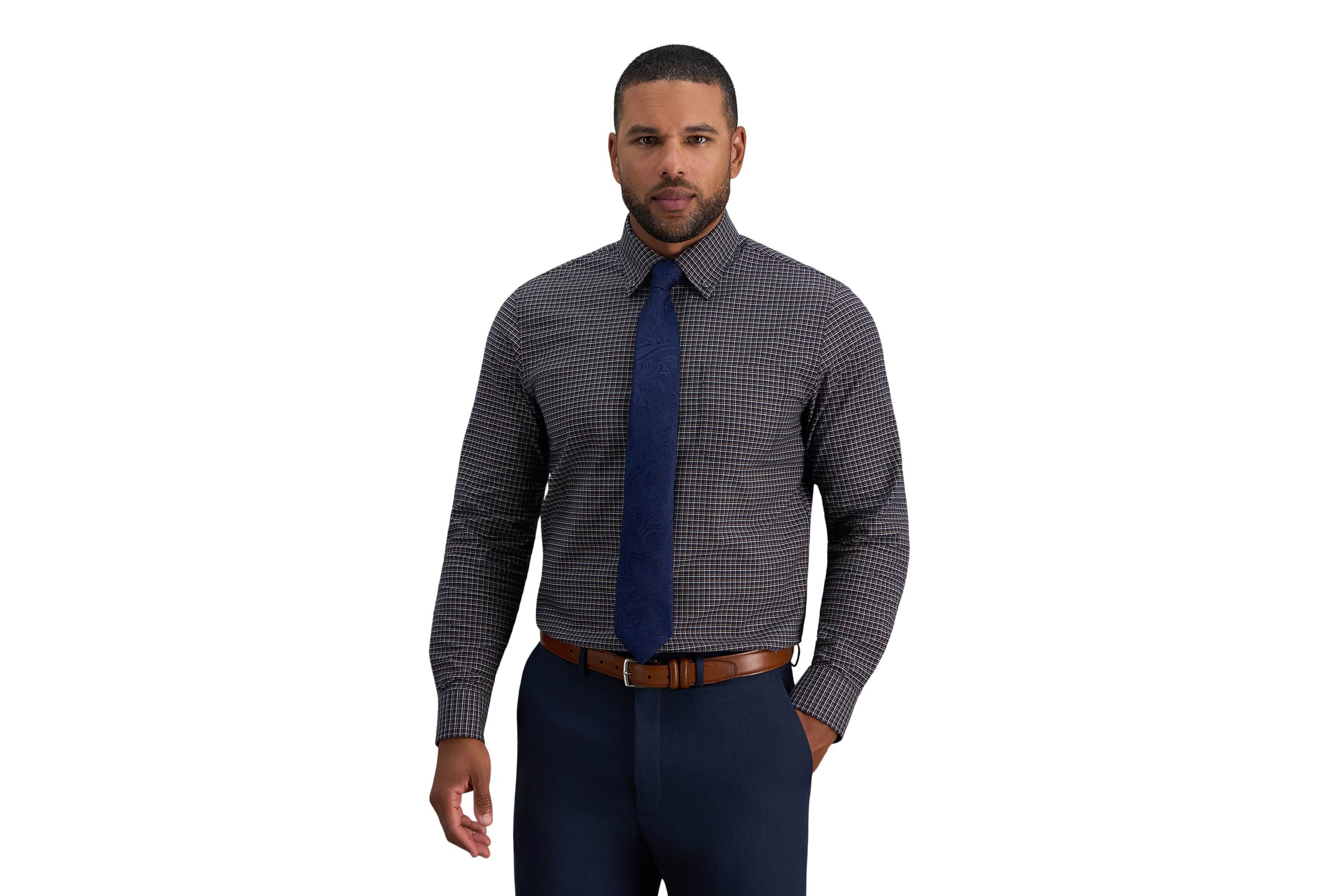 Haggar Mens Classic Fit Premium Comfort Button Down Collar Dress Shirt