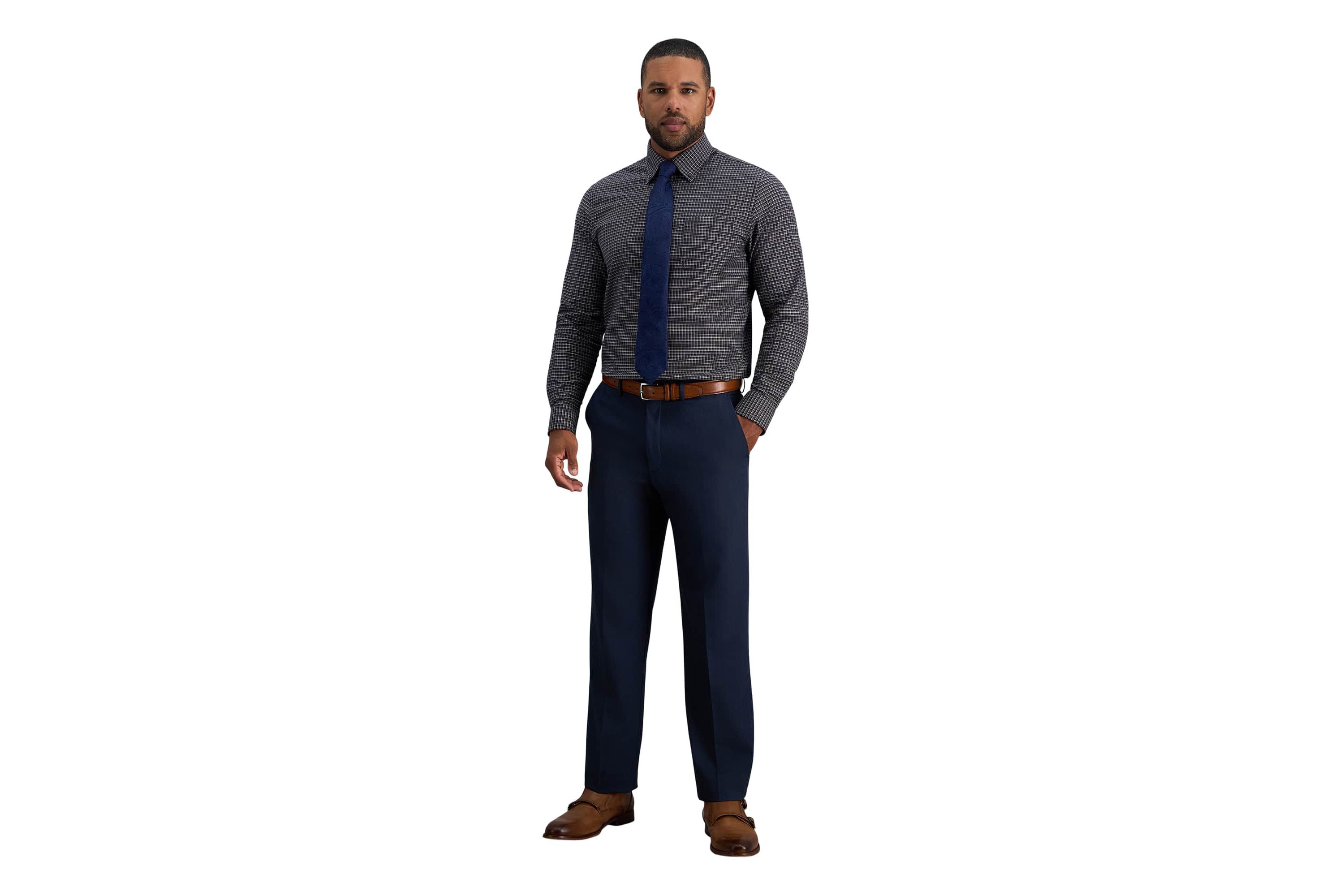 Haggar Mens Classic Fit Premium Comfort Button Down Collar Dress Shirt