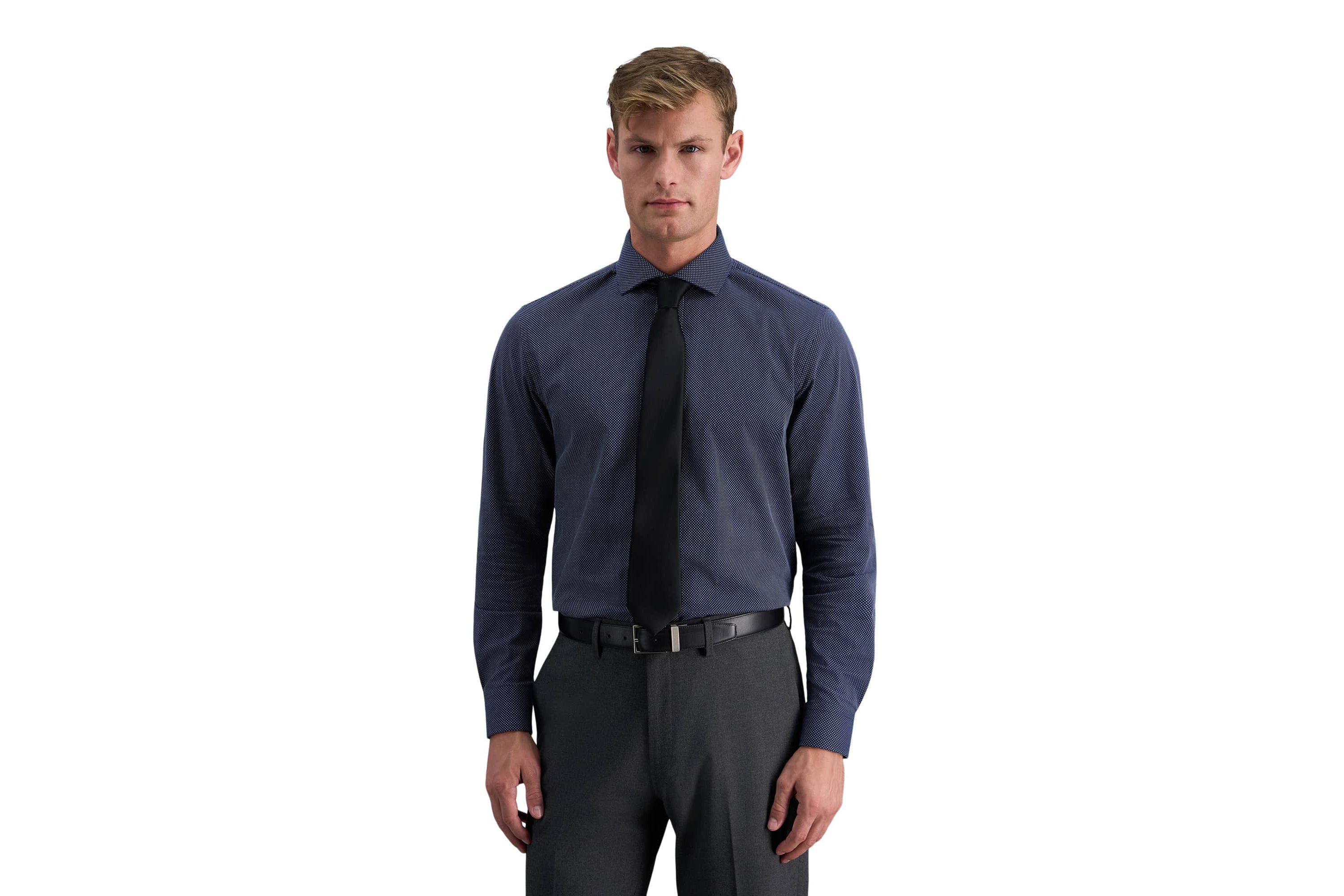 Haggar Mens Classic Fit Premium Comfort Spread Collar Dress Shirt