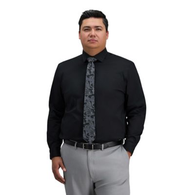 Haggar Men's Big & Tall Wrinkle Free Classic Fit Dress Shirt, Black, 20 - 20.5 34/35