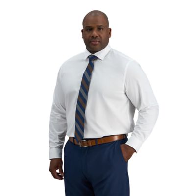 Haggar Men's Big & Tall Wrinkle Free Classic Fit Dress Shirt, White, 20 - 20.5 34/35