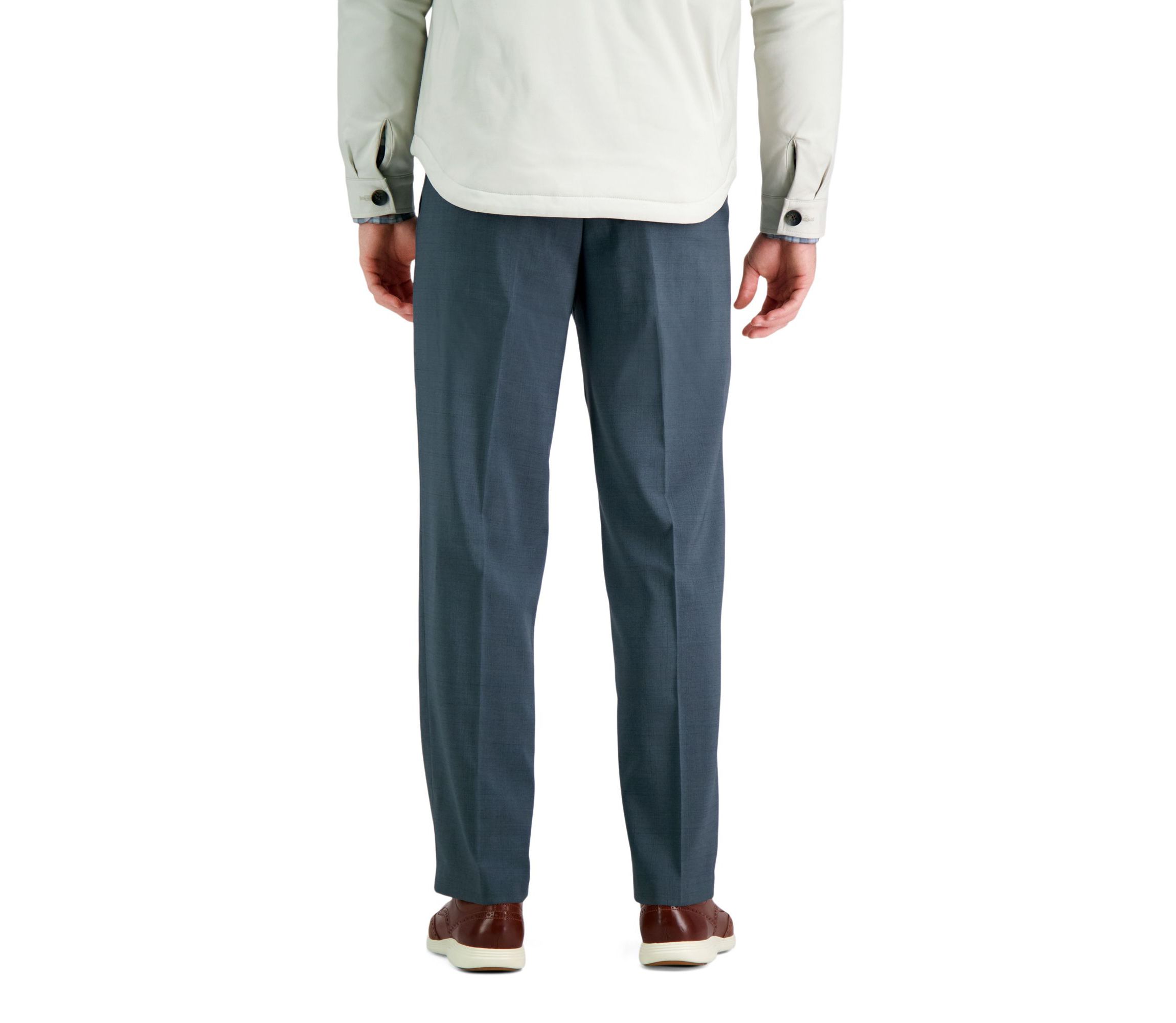 Haggar Premium Comfort Subtle Plaid Classic Fit Flat Front Dress Pant