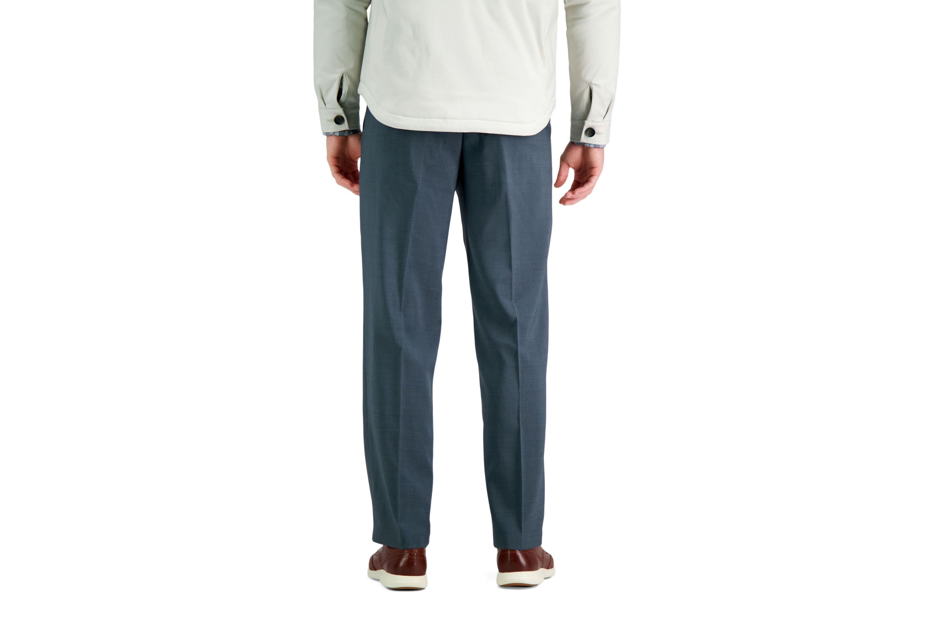 Haggar Premium Comfort Subtle Plaid Classic Fit Flat Front Dress Pant