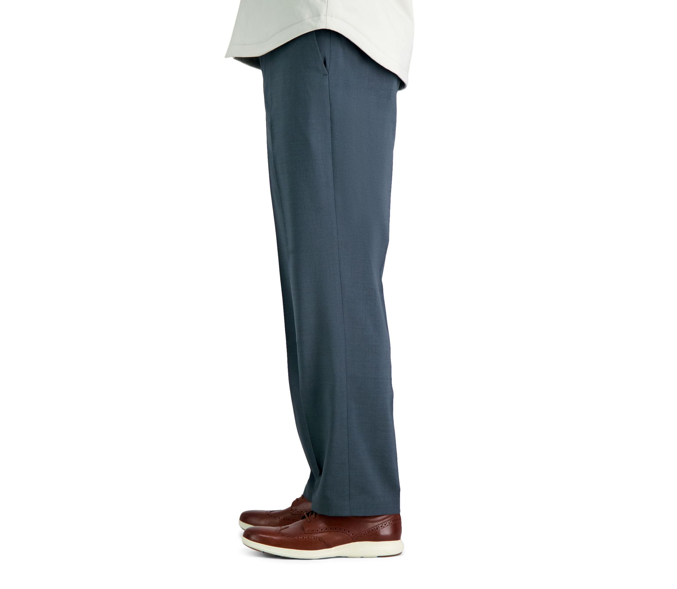 Haggar Premium Comfort Subtle Plaid Classic Fit Flat Front Dress Pant