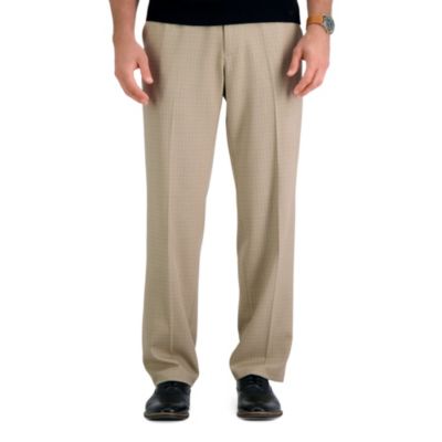 Men's Haggar Premium Comfort Checker Plaid Classic Fit Flat Front Dress Pant