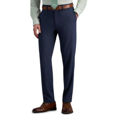 Haggar Men's Premium Comfort Melange Broken Twill Slim Fit Dress Pant, Blue, 34 x 29