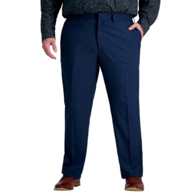 Haggar Men's Big & Tall Premium Comfort Straight Fit Flat Front Pant, Blue, 50 x 32