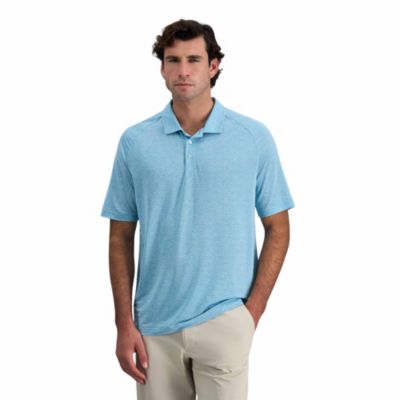 Haggar® Men's Short Sleeve Stripe Knit Raglan Polo Shirt, Blue, 2XL