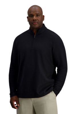 Haggar Men's Big & Tall Cotton Jersey Long Sleeve Quarter Zip Mock Neck Shirt, Black, 5XL Tall
