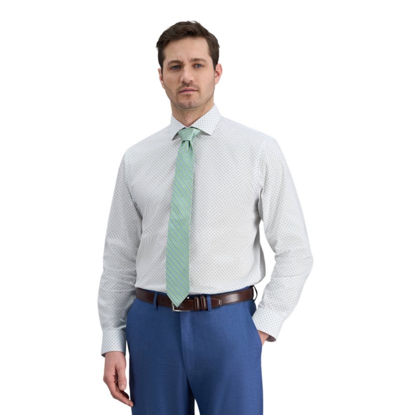 Haggar Men's Wrinkle Free Classic Fit Dress Shirt, Green, 15 - 15.5 32/33, Cotton