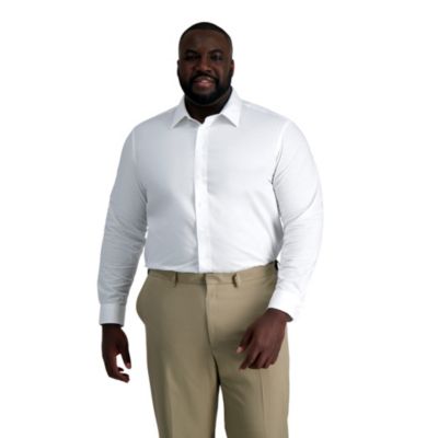 Haggar Big & Tall Men's Smart Washï¿½ï¿½ Classic Fit Dress Shirt, White, 20 34/35
