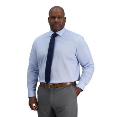 Haggar Men's Big & Tall Wrinkle Free Classic Fit Dress Shirt, Light Blue, 19 - 19.5 37-38