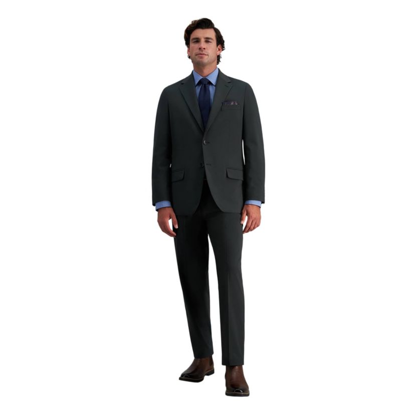 J.M. Haggar™ Mens Tailored Fit Dark Green Stretch Weave Flat Front Suit Separates Pant