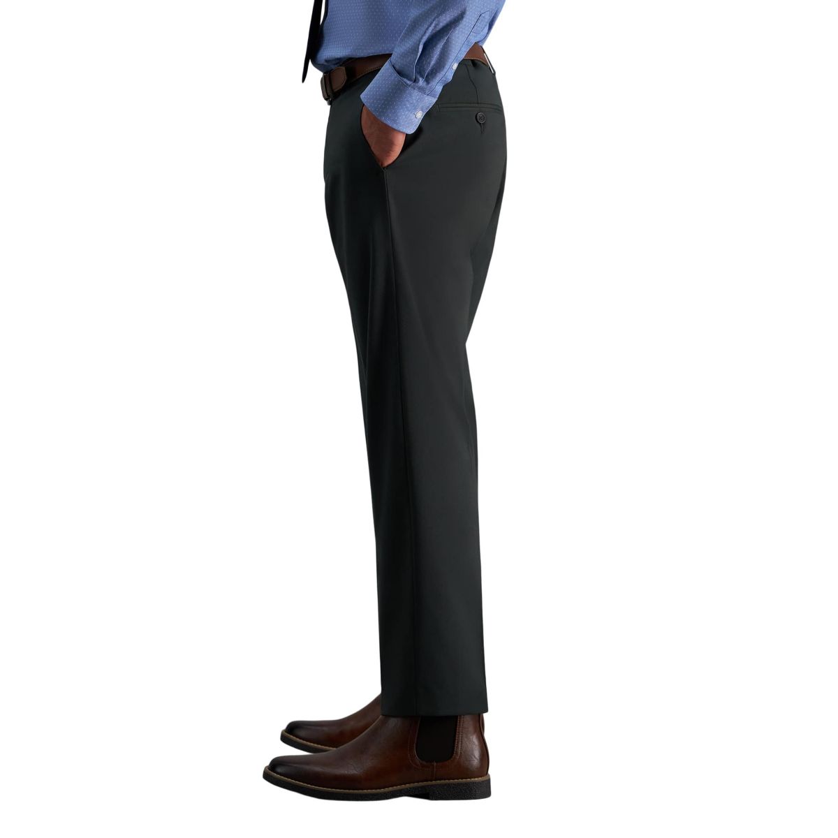J.M. Haggar™ Mens Tailored Fit Dark Green Stretch Weave Flat Front Suit Separates Pant