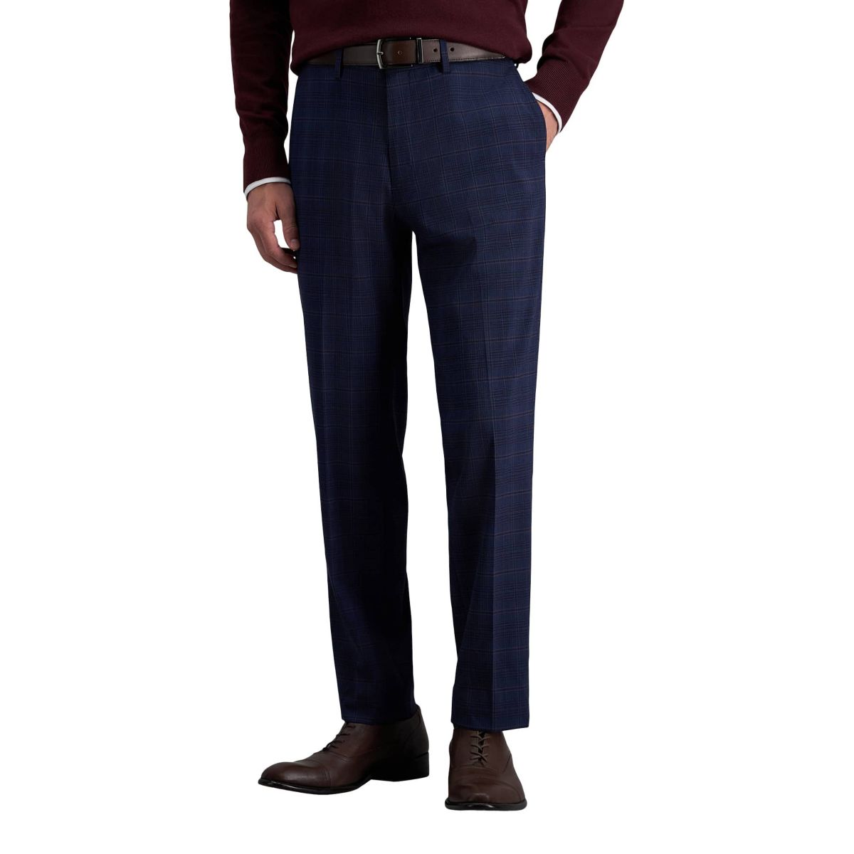 J.M. Haggar™ Slim Fit Blue Plaid Flat Front Suit Separates Pant