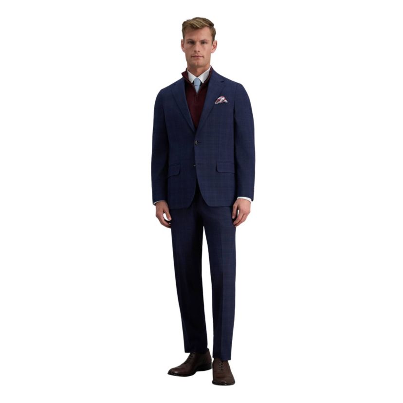 J.M. Haggar™ Slim Fit Blue Plaid Flat Front Suit Separates Pant