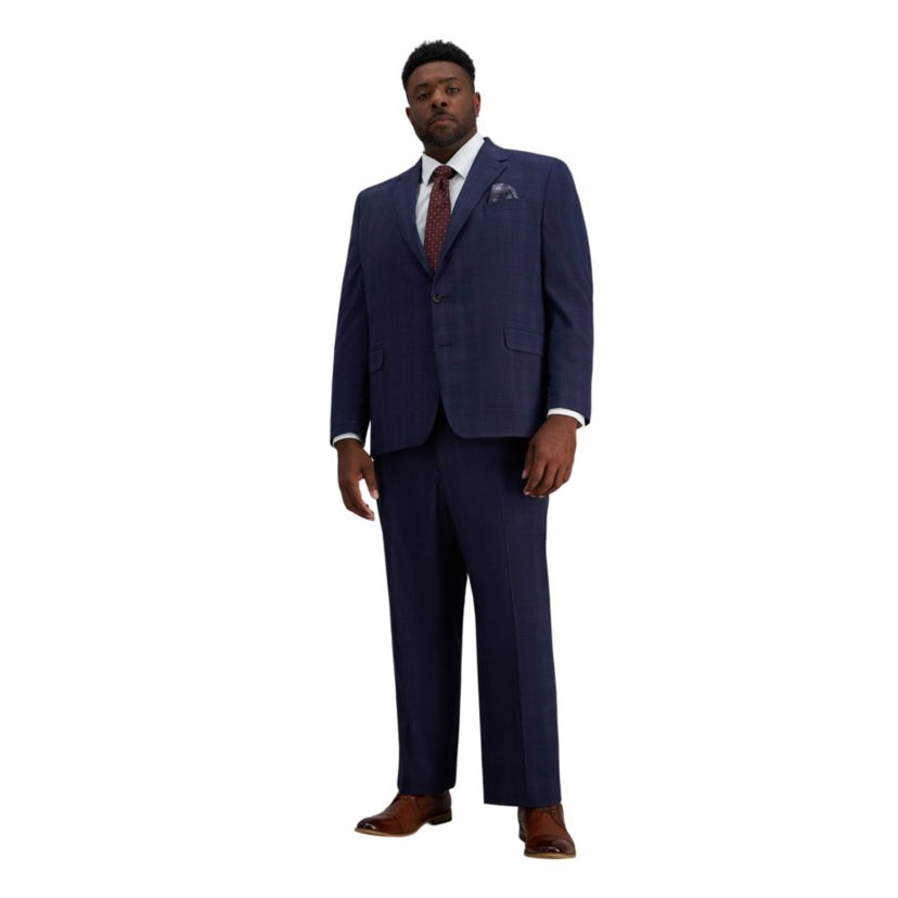 Big & Tall J.M. Haggar™ Slim Fit Blue Plaid Suit Separate Pant