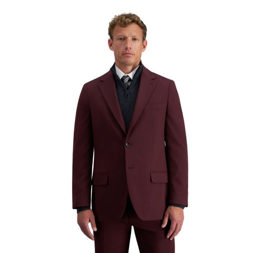 J.M. Haggar™ Mens Tailored Fit Burgundy Diamond Weave Suit Separates Jacket