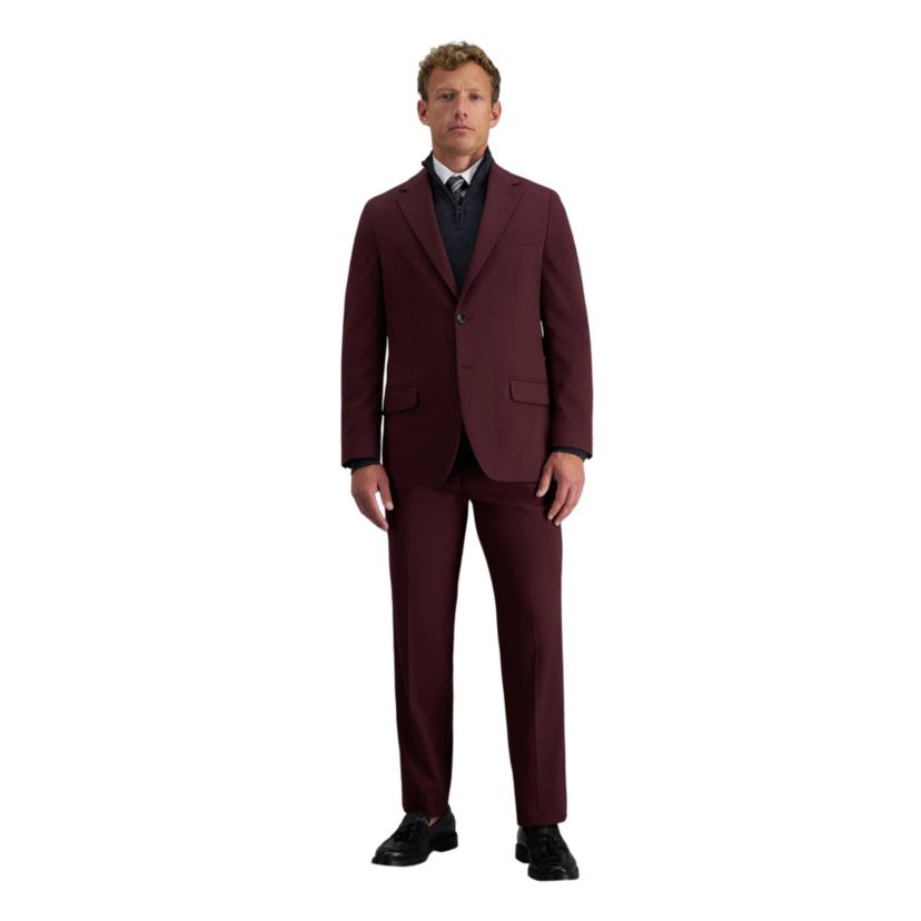 J.M. Haggar™ Mens Tailored Fit Burgundy Diamond Weave Suit Separates Jacket