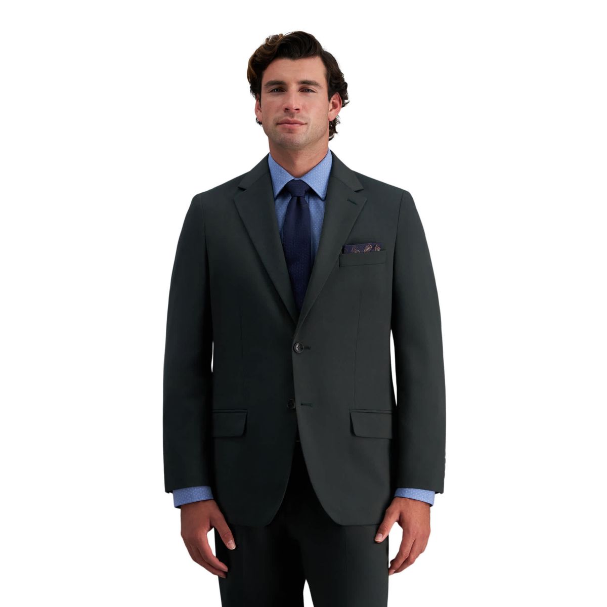 J.M. Haggar™ Mens Tailored Fit Dark Green Stretch Weave Suit Separates Jacket