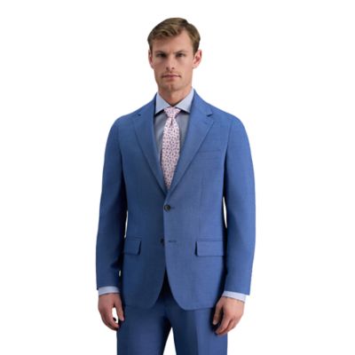 Haggar Smart Wash Men's Premium Stretch Plaid Slim Fit Suit Separates Jacket, Azure, 42 Long