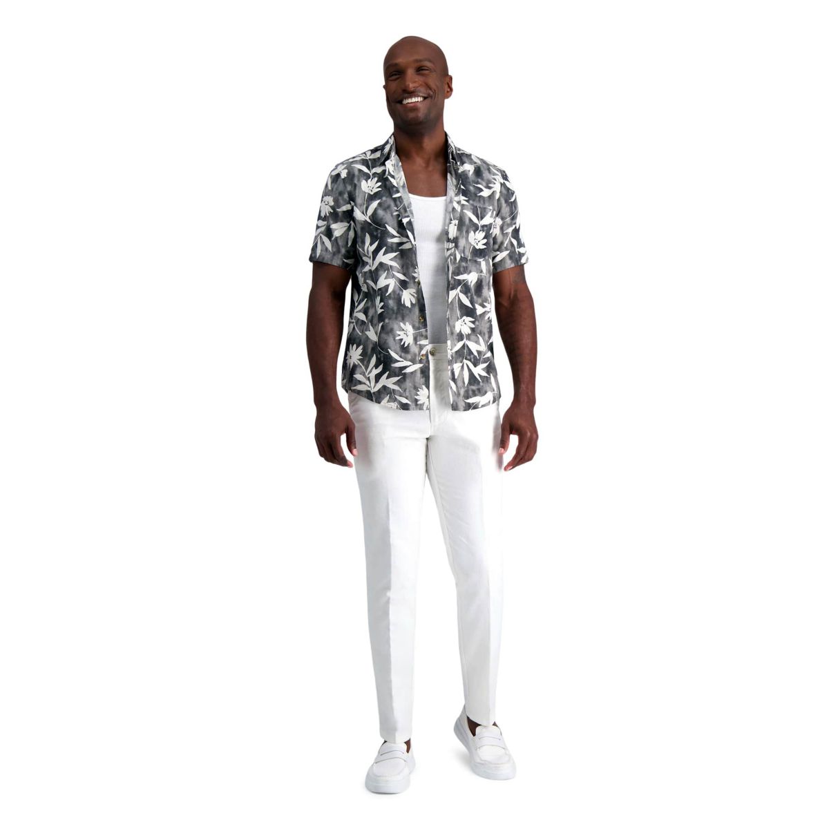 Kenneth Cole REACTION Linen Blend Slim Fit Flat Front Chino Pant