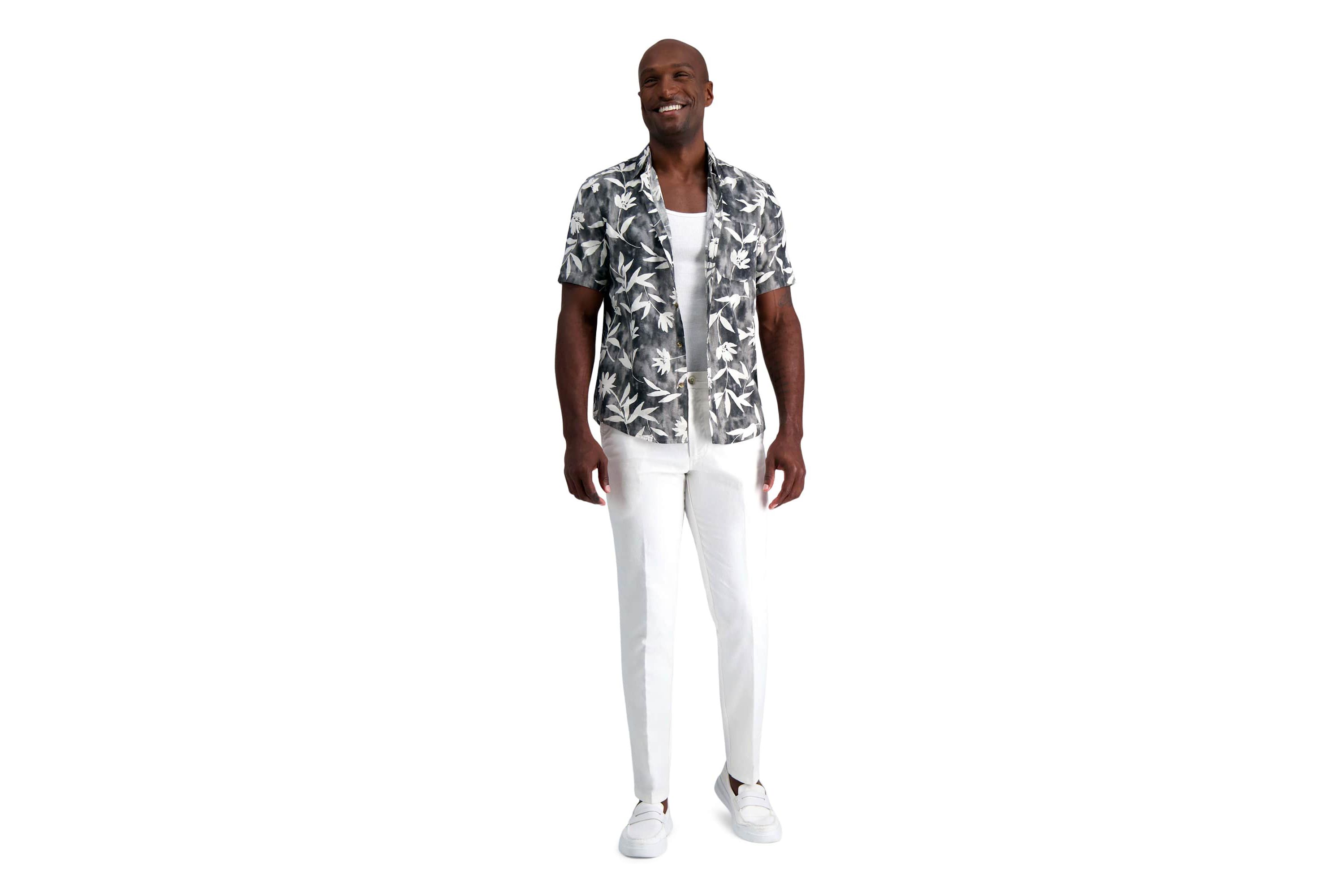 Kenneth Cole REACTION Linen Blend Slim Fit Flat Front Chino Pant