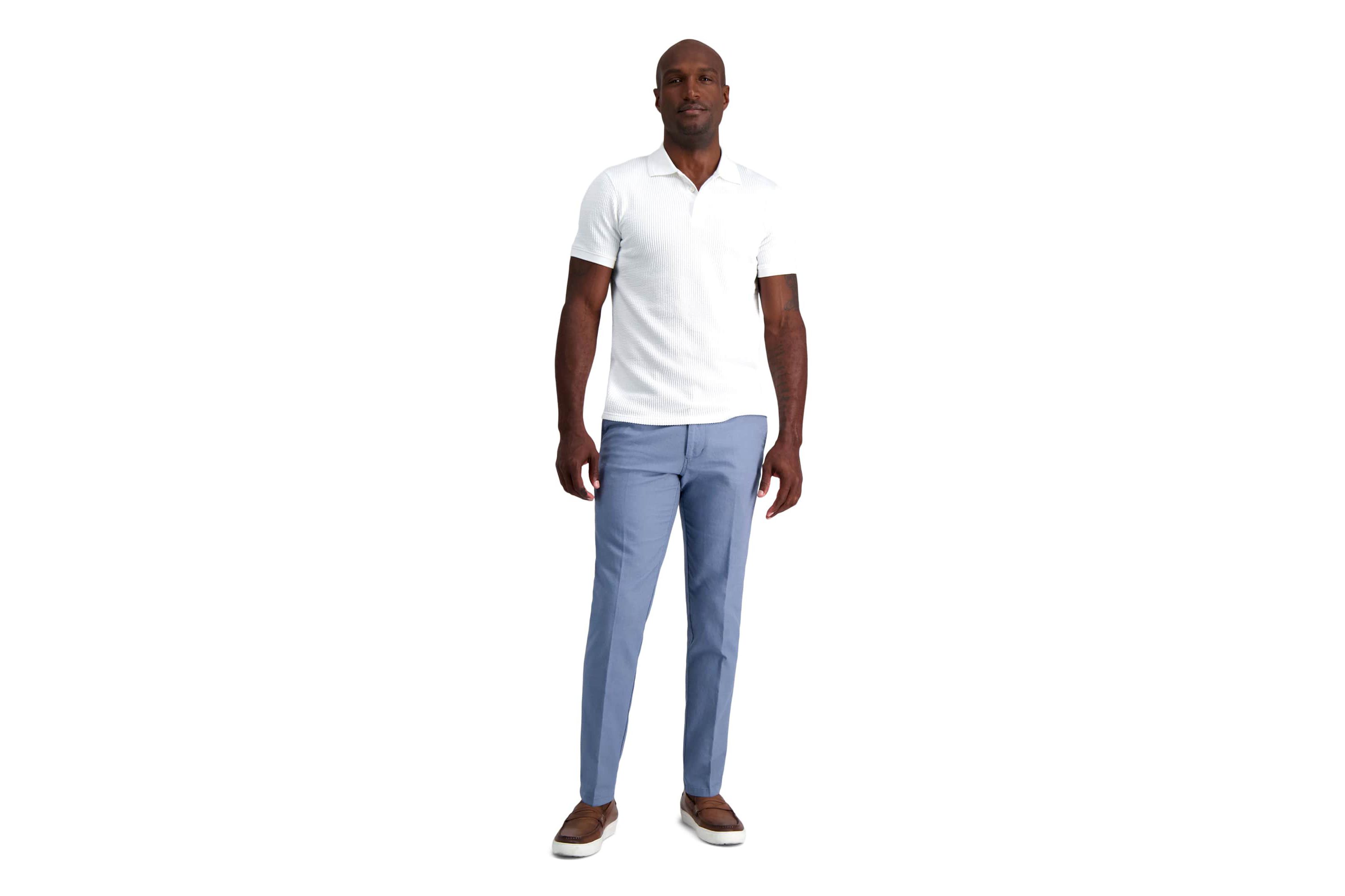Kenneth Cole REACTION Linen Blend Slim Fit Flat Front Chino Pant